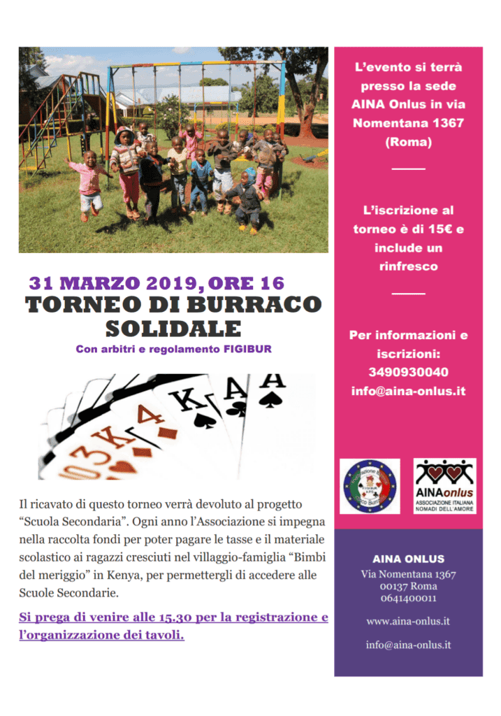 Quarto Torneo di burraco solidale