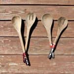 Posate da insalata con decorazioni in osso